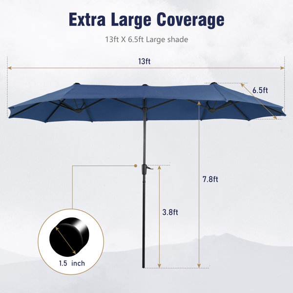 Lark Manor Aletse 156'' x 78'' Rectangular Market Umbrella 